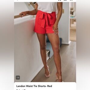 Women's Red Waist Tie Shorts